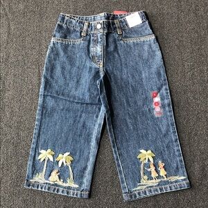 Gymboree Aloha Wahine 100% Cotton Adjustable Waist Front Zipper Jeans Size 6